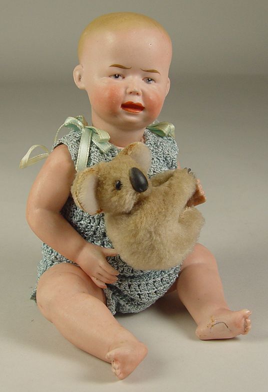 Appraisal: Limbach German All-Bisque Character Baby Painted blue eyes Stroked brow