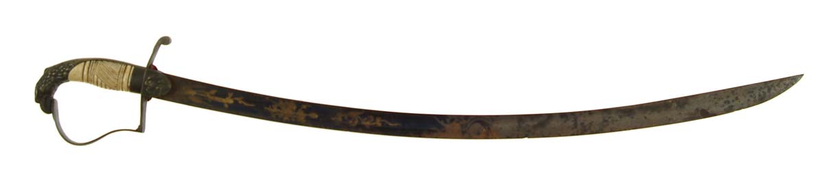 Appraisal: EAGLE HEAD MILITIA SWORD blue and gold decorated blade and