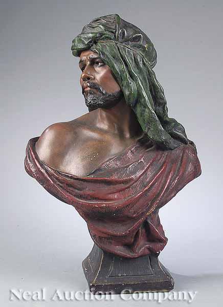 Appraisal: An Antique Plaster Bust of an Arab Warrior c polychrome