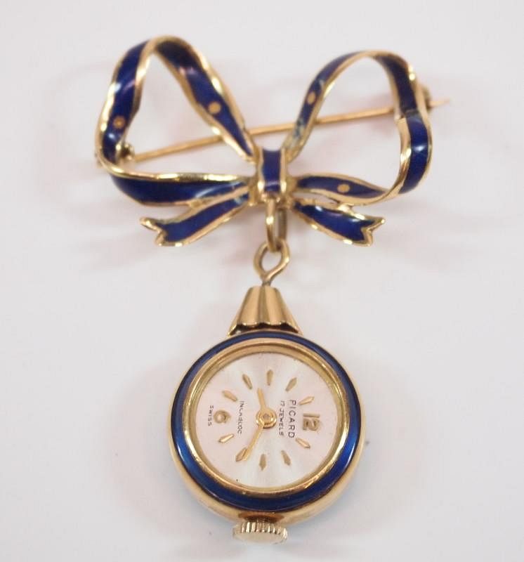 Appraisal: Enamel kt gold pendant watch A mid th century Enamel