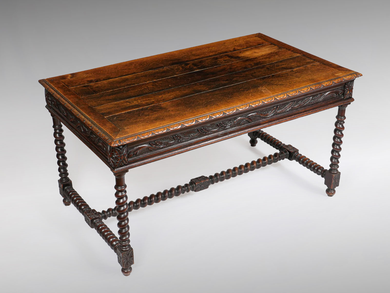 Appraisal: LATE TH C CARVED FRENCH LIBRARY TABLE Carved late th