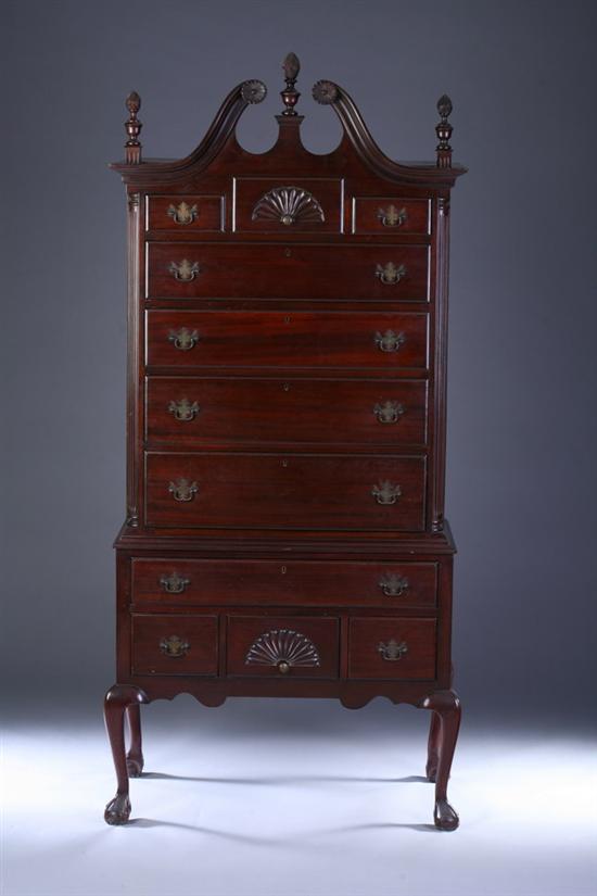 Appraisal: CHIPPENDALE STYLE MAHOGANY HIGHBOY th century in two parts Scrolling