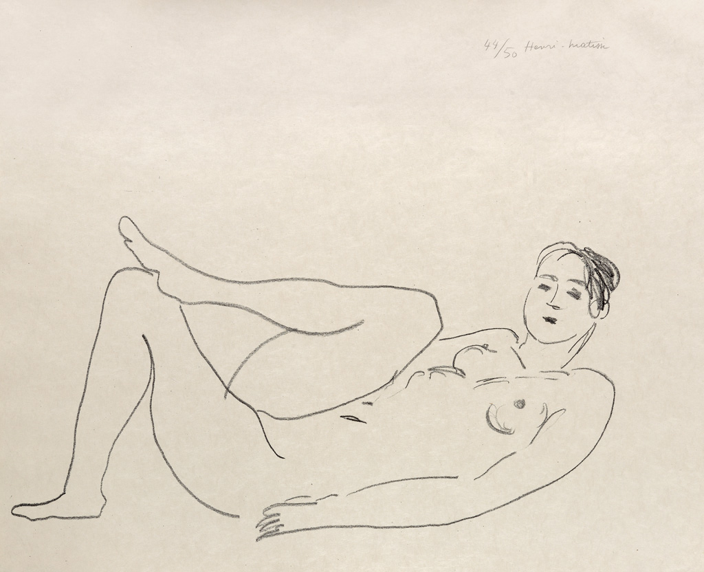 Appraisal: HENRI MATISSE Nu couch jambe repli e-- tude de jambes