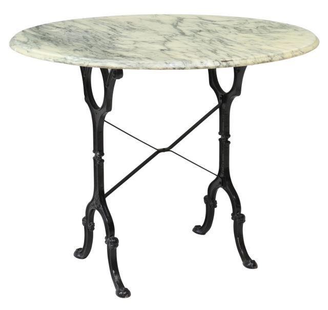 Appraisal: French marble-top cast iron bistro table Lafa Aurillac th c