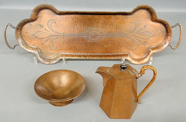 Appraisal: - Arts Crafts hammered copper tray signed Craftsman Studios Laguna