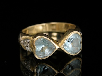 Appraisal: An Aquamarine and Diamond Ring A lovely k yellow gold