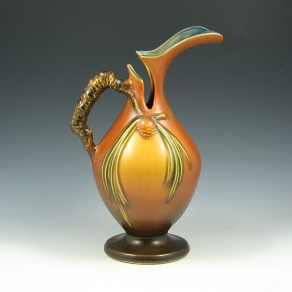 Appraisal: Roseville brown Pine Cone ewer Marked Roseville - Mint tall