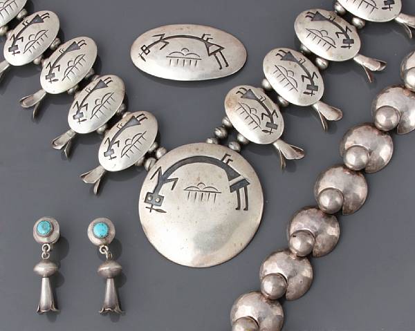 Appraisal: A collection of silver and turquoise jewelry comprising of one