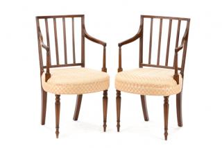 Appraisal: Pair of English Hepplewhite Style Armchairs Pair of English Hepplewhite