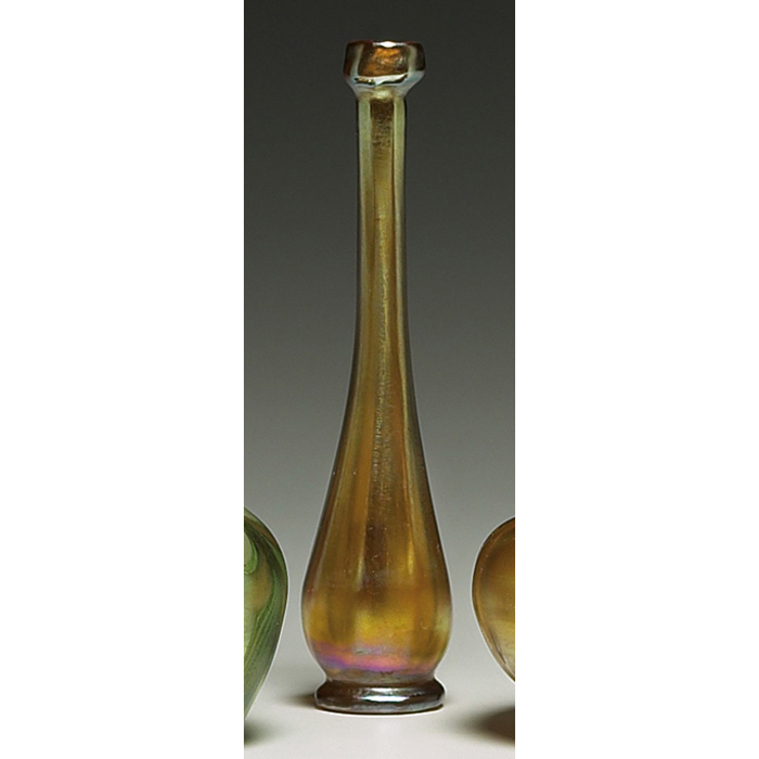 Appraisal: L C Tiffany bud vase miniature form with ribbing in