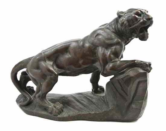 Appraisal: A Continental Bronze Animalier Figure M Antonia Faille depicting a