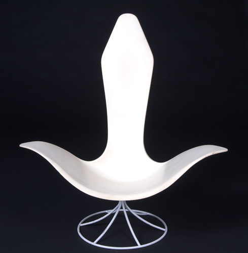 Appraisal: ERWIN ESTELLE LAVERNE Tulip chair of white molded fiberglass on