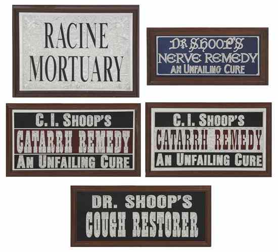 Appraisal: A Collection of Five Vintage Advertising Signs the first advertising