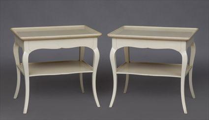 Appraisal: PAIR OF ROCOCO-STYLE CREAM LACQUER SINGLE-DRAWER SIDE TABLES Each speckled