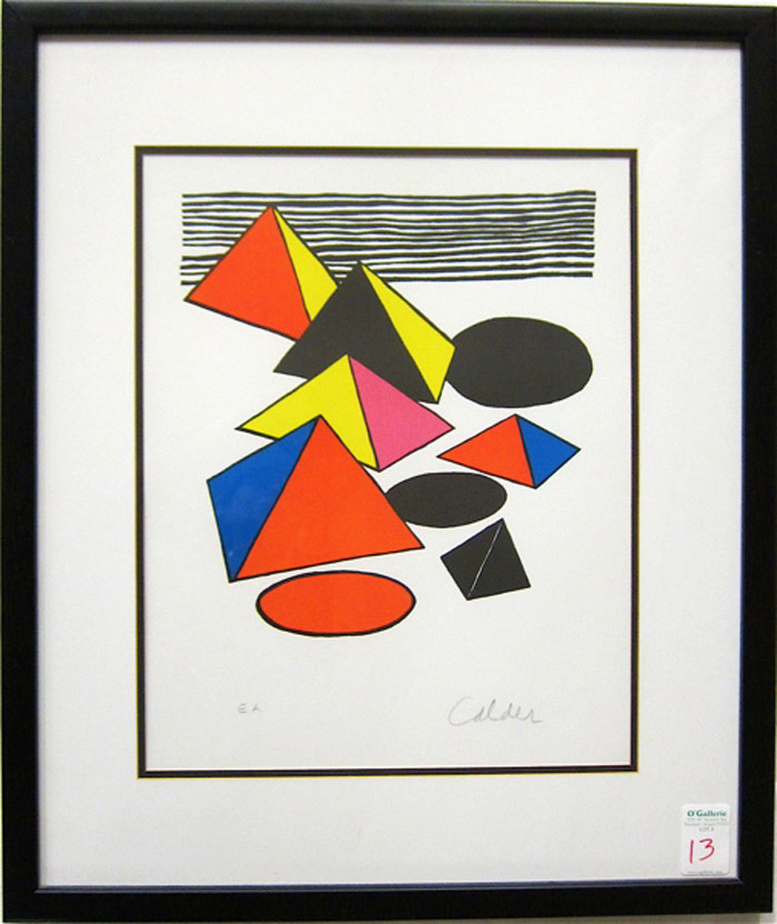 Appraisal: ALEXANDER CALDER COLOR LITHOGRAPH American - Pyramids circa Image measures