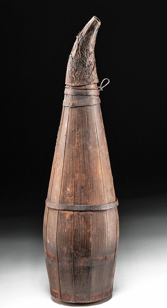 Appraisal: Rare Early th C Mexican Wood Horn Mezcal Pitcher Originally