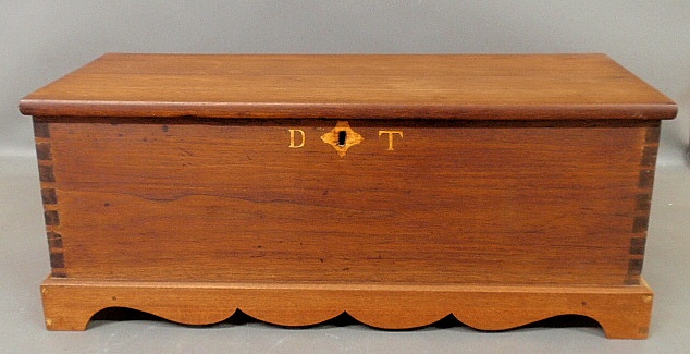 Appraisal: - Pennsylvania walnut storage box th c inlaid with initials