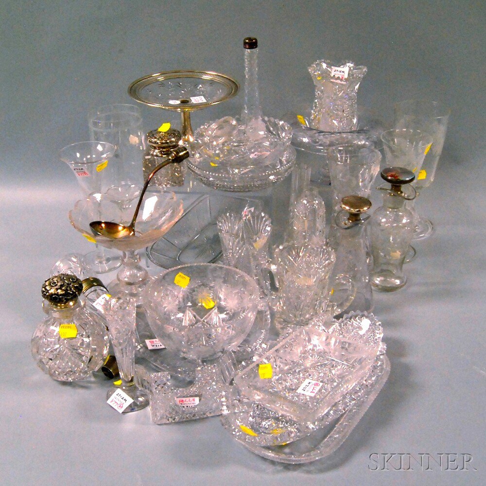 Appraisal: Thirty Assorted Cut Glass Items including a jar with cut