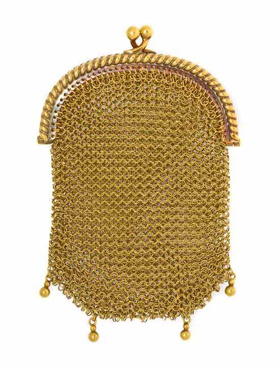 Appraisal: An Karat Yellow Gold Mesh Coin Purse French consisting of