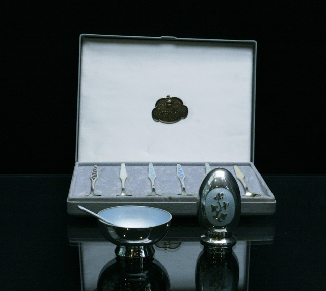 Appraisal: A set of six Danish silver gilt and enamel coffee