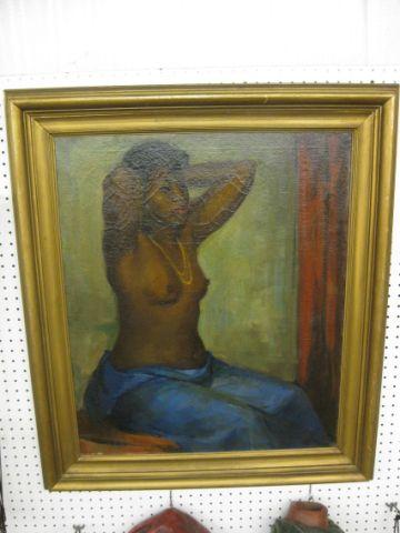 Appraisal: Louise Cone Oil on Canvas of Semi-Nude Black Woman well