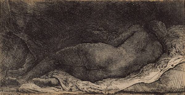 Appraisal: Rembrandt Harmensz van Rijn Dutch - A Negress Lying Down