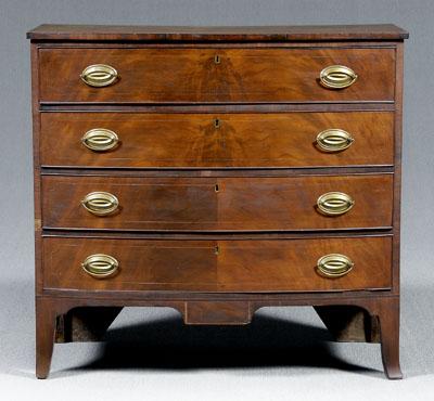 Appraisal: Portsmouth Federal bow-front chest highly figured mahogany veneers figured birch