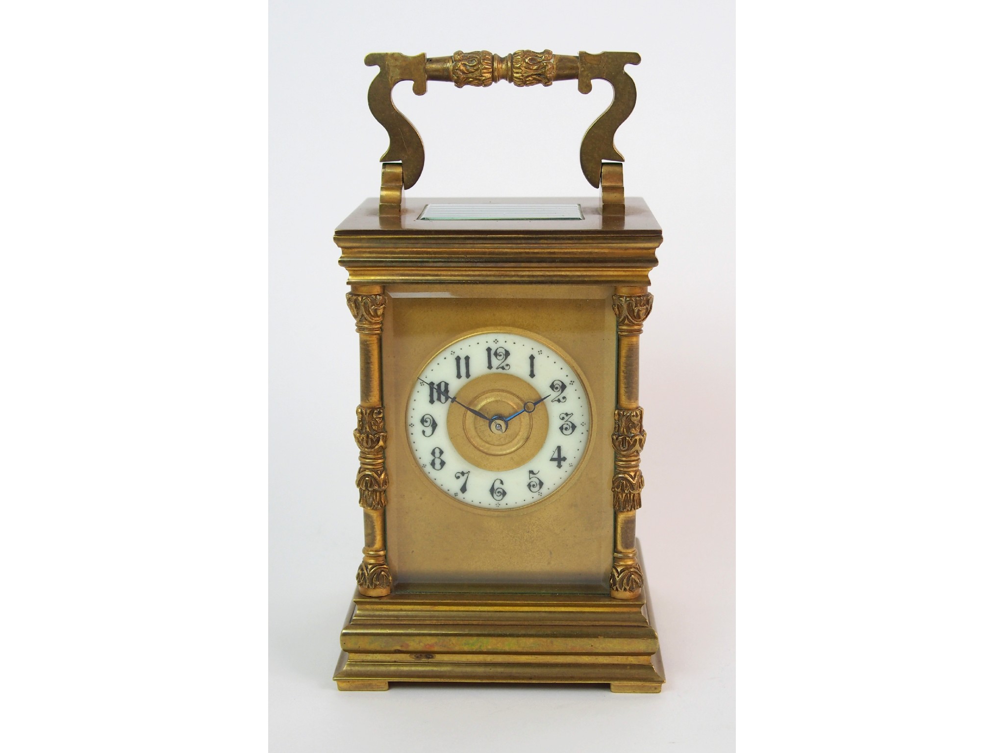 Appraisal: A late Victorian Brass carriage clockcirca of typical-form brass case