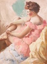 Appraisal: Unknown Artist Hungarian th Century Ballerina Lacing Her Shoes Oil