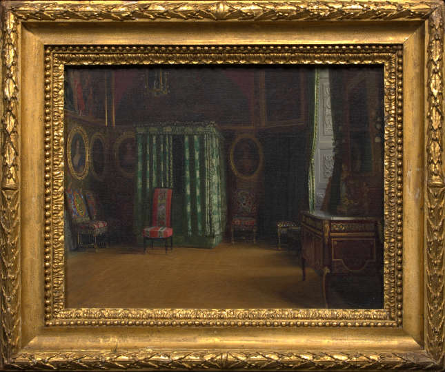 Appraisal: French School th Century An Elegantly Furnished Interior oil on