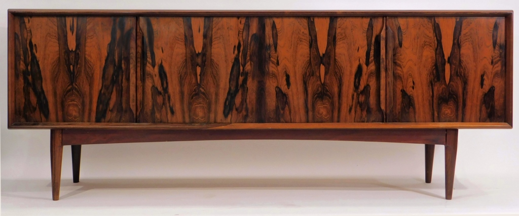 Appraisal: DANISH IB KOFOD-LARSEN ROSEWOOD SIDEBOARD Denmark th CenturyRectangular top over