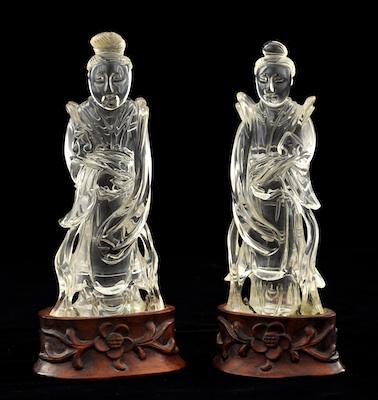 Appraisal: A Pair of Antique Chinese Carved Rock Crystal Figures of