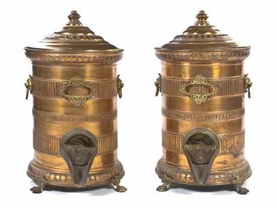 Appraisal: A Pair of French Brass Grain Bins each of cylindrical