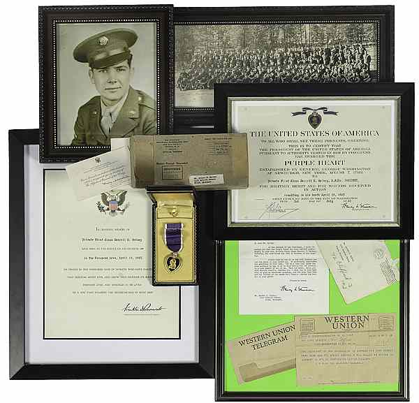 Appraisal: WWII KIA PFC Darrell W Spivey Purple Heart Group Lot