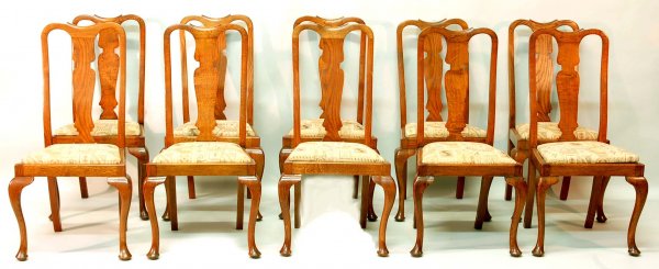 Appraisal: Set of twelve Queen Anne style dining chairs Ten side