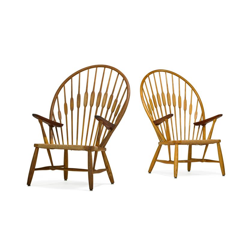 Appraisal: HANS WEGNER Pair of Peacock chairs Condition Report Moderate finish