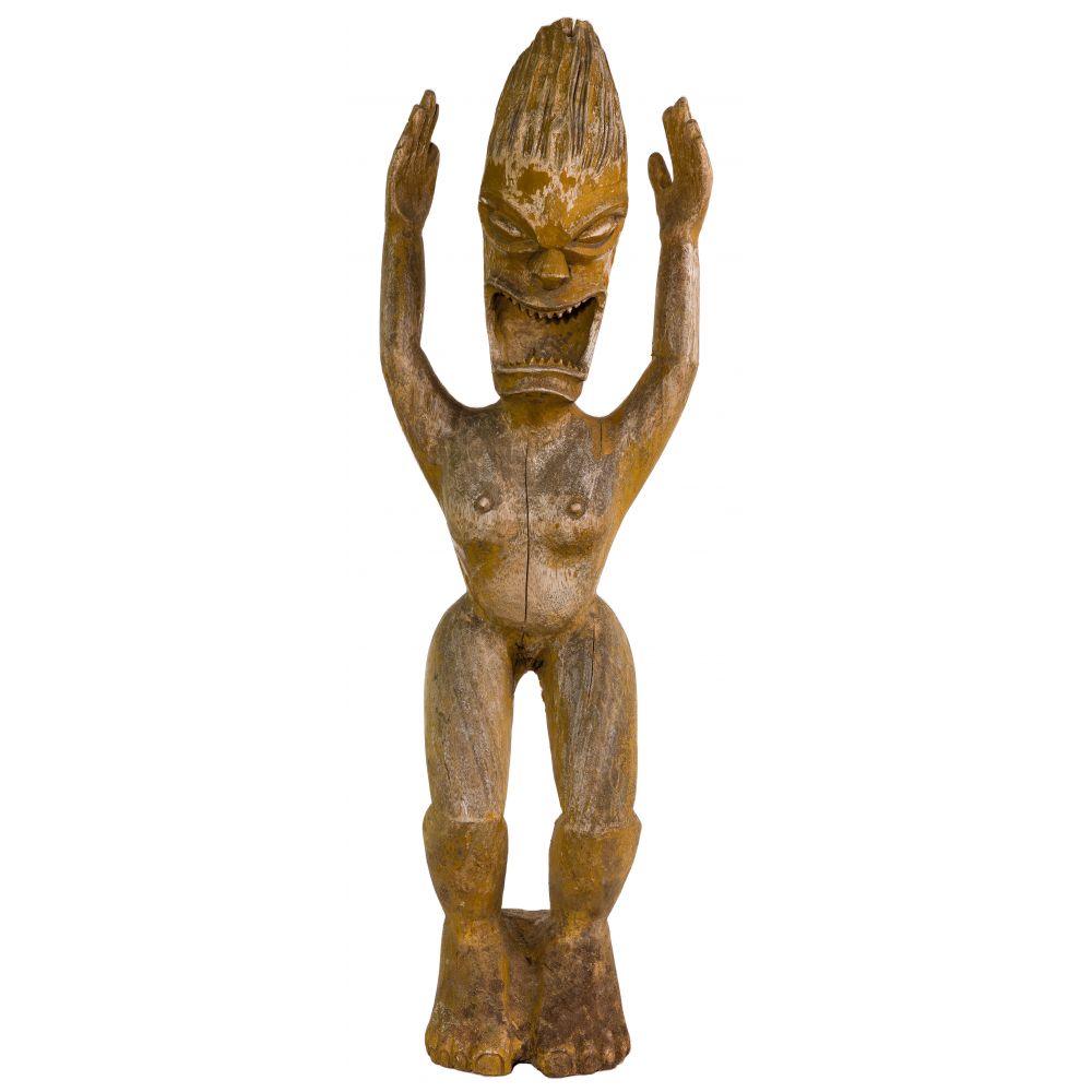 Appraisal: HAWAIIAN CARVED WOOD FEMALE FIGUREDepicting a female god with a