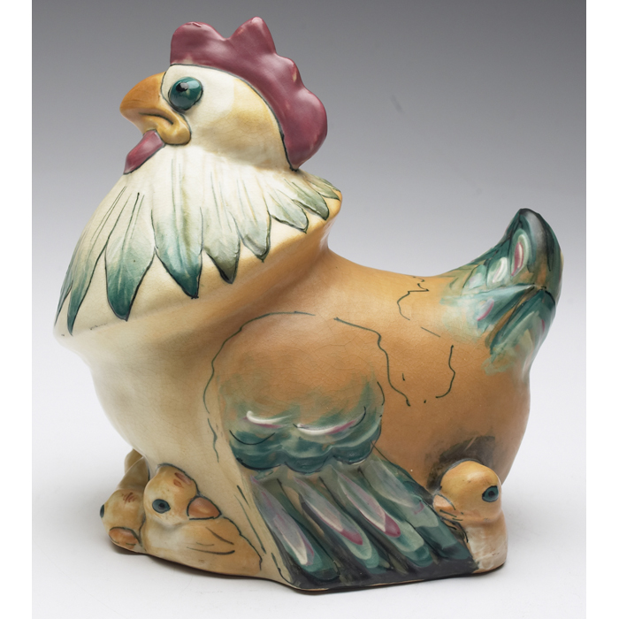 Appraisal: Weller garden ornament hen and chick marked ''w x ''h