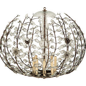 Appraisal: A Large Gilt Metal and Etched Glass Chandelier in the