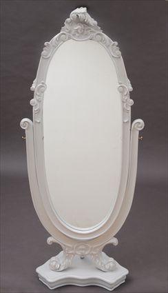 Appraisal: Modern Rococo-Style White Painted Cheval Mirror x in