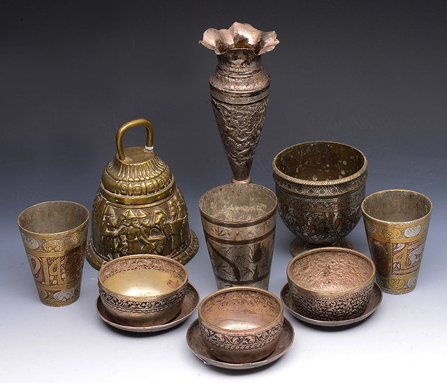 Appraisal: A GROUP OF EASTERN METAL WARE including a heavy brass