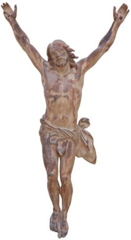 Appraisal: Cast iron crucifix figure Corpus Christi figure of Christ with