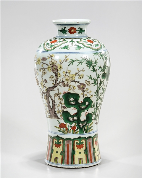 Appraisal: Chinese enameled porcelain meiping vase floral design x approx Condition