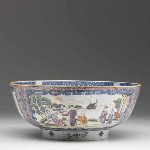 Appraisal: CHINESE EXPORT Deep bowl with Asian figures ca x dia