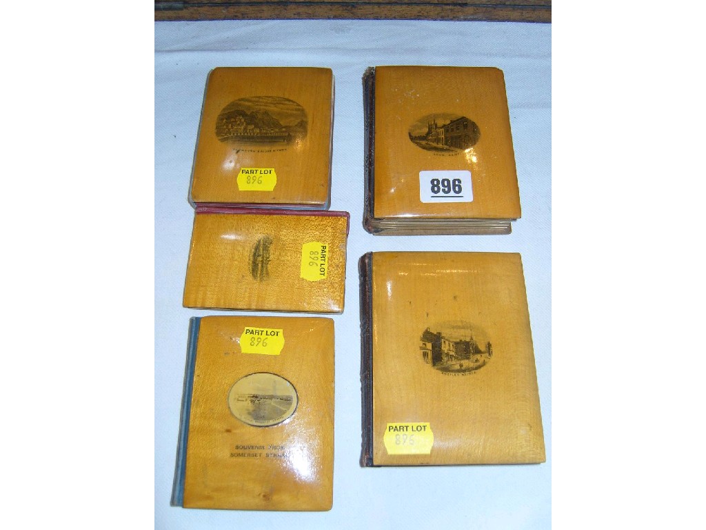 Appraisal: A collection of five Mauchline ware portrait albums with leather