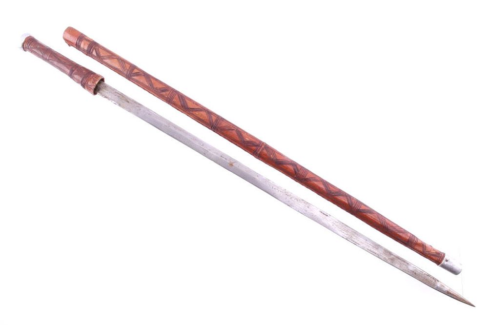 Appraisal: Somali North African Leather Wrapped Sword Cane Featured in this