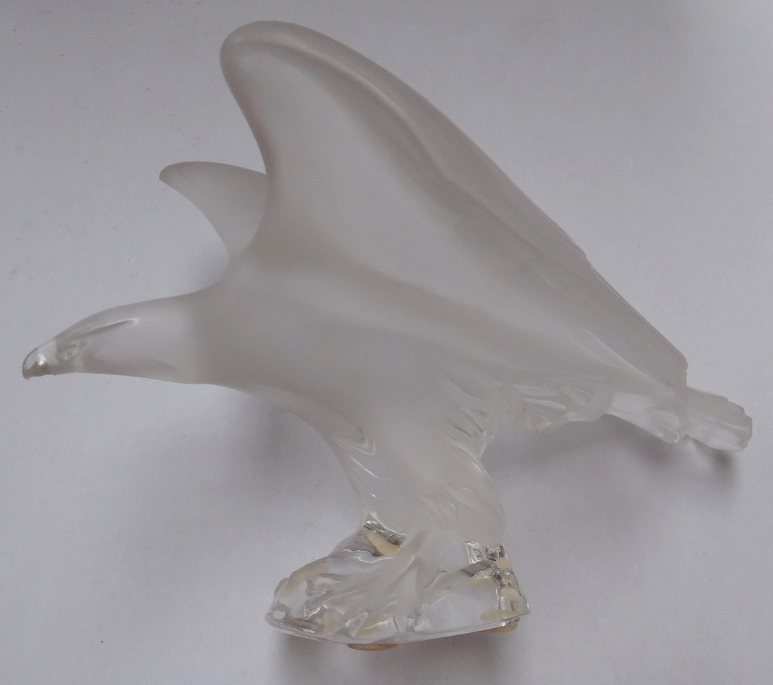 Appraisal: A modern Lalique clear and frosted glass eagle etched mark