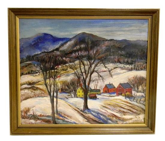 Appraisal: Marion Huse American - Yellow Farmhouse oil on canvas signed