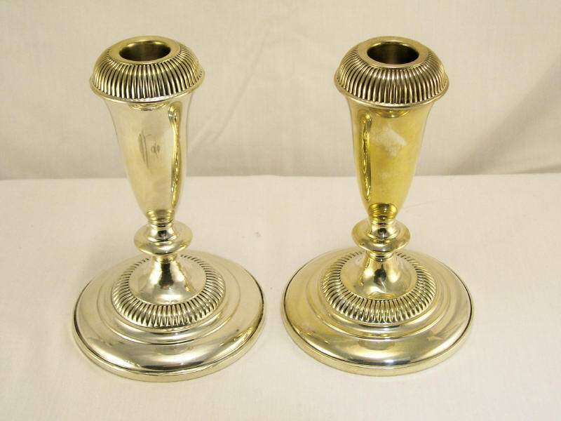 Appraisal: Pair Sterling Candleholders Weighted bases marked sterling measures high