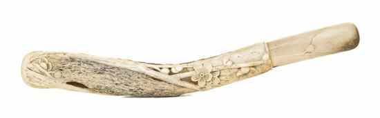 Appraisal: A Stag Antler Two-Part Pipe Case pierce carved with a